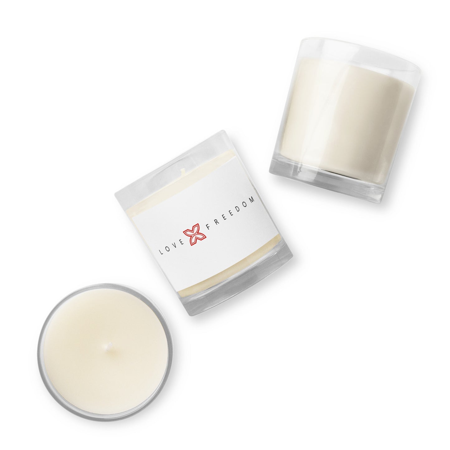 love + freedom Unscented Glass Jar Soy Wax Candle