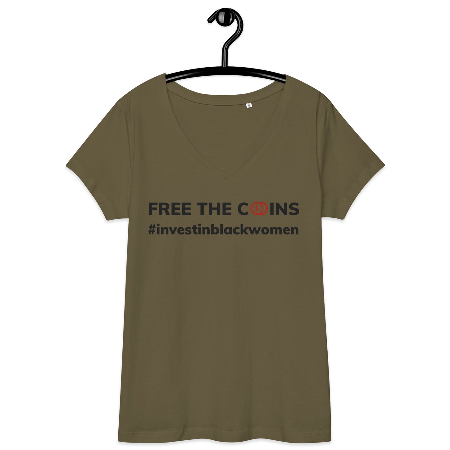 Free the Coins Women’s fitted v-neck t-shirt